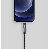 WYEFLOW USB-C to 8-Pin Fast Charging & Data Cable 1m with LED Display – 27W Braided Lead, Black