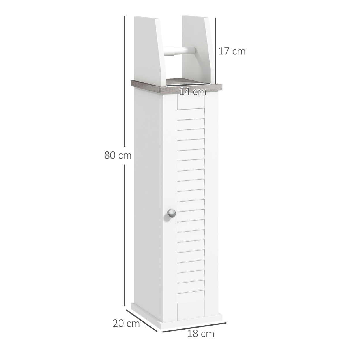 kleankin Slim Toilet Roll Storage Unit with Cupboard and Adjustable Shelf – Louvered Door Bathroom Cabinet, White