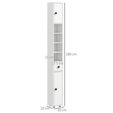 Kleankin Slim Bathroom Cabinet with Drawer, Four Open Shelves & Toilet Roll Storage – Floor Standing Unit, White