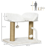 42cm Indoor Cat Tree Kitty Play Tower with Hanging Toy Balls & Jute Scratching Post – Soft Polyester Cover