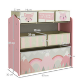 ZONEKIZ Kids Storage Unit with 6 Boxes – Children's Toy Storage Organiser for Ages 3-8, Pink