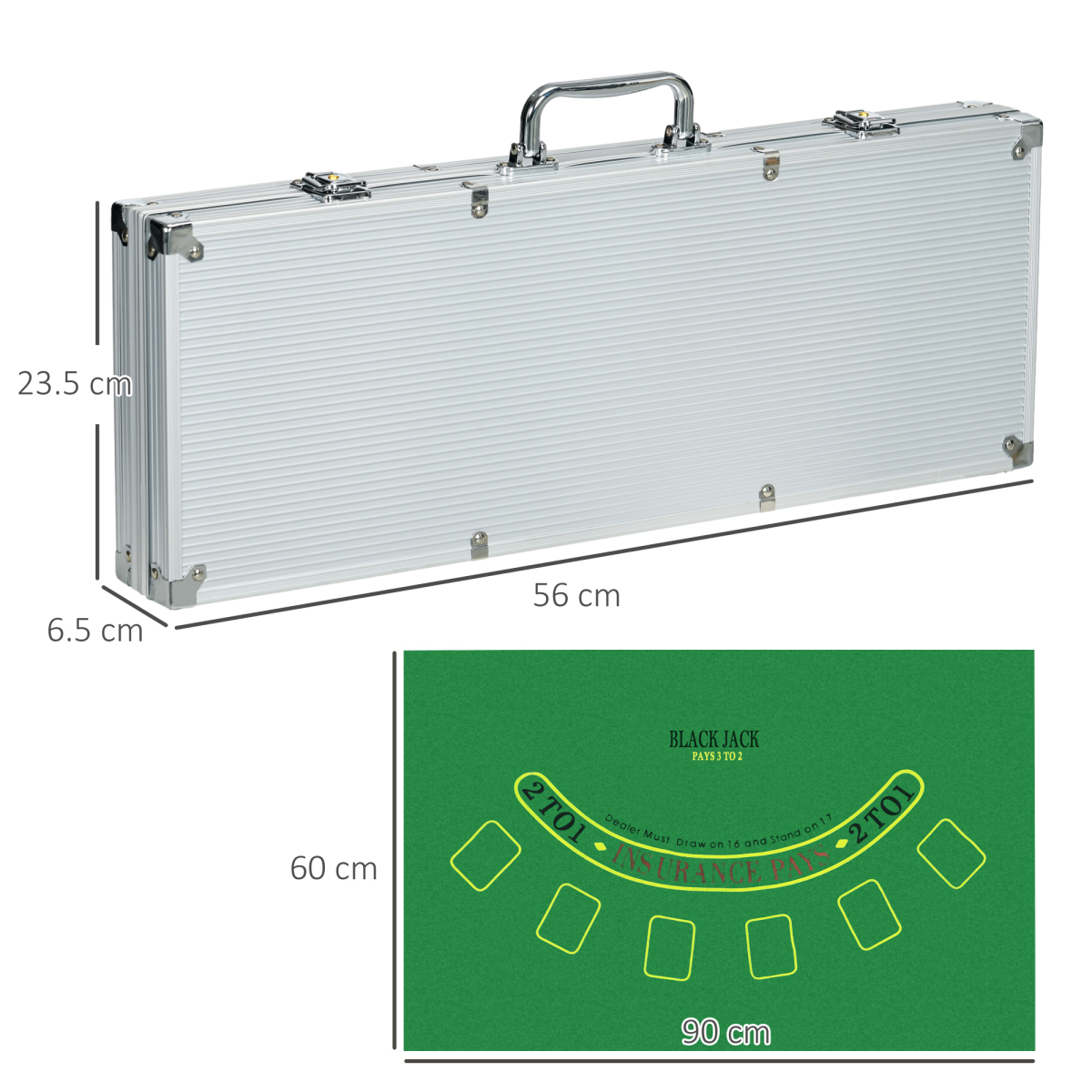 SPORTNOW 500-Piece Poker Chip Set with Mat, Aluminium Case & Two Card Decks – Game Night Kit for up to 10 Players