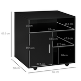 HOMCOM Multi-Storage Printer Unit with 5 Compartments and Lockable Wheels – Mobile Office Organiser, Black