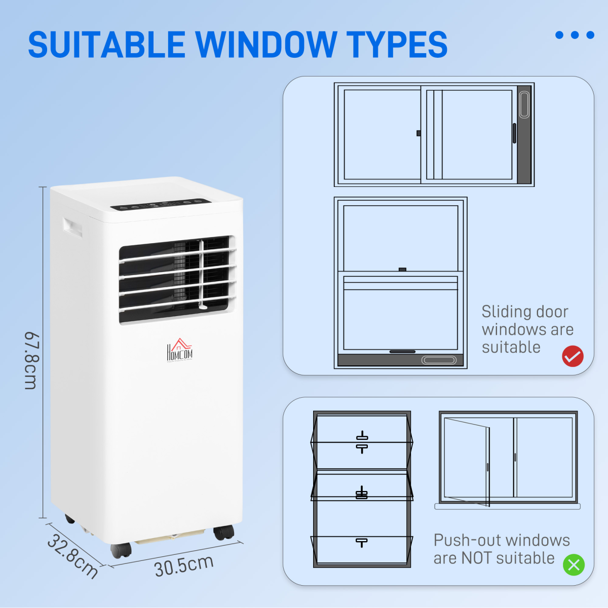 HOMCOM 765W Portable Air Conditioner with Remote, Cooling & Ventilating Modes – Wheeled Cooler, White