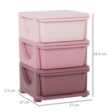 HOMCOM Kids Storage Unit with 3 Drawers – Vertical Dresser Tower for Bedroom and Playroom