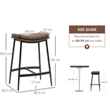 HOMCOM Upholstered Curved Seat Breakfast Bar Stools with Footrest – Set of 2, Brown