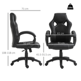 Vinsetto Executive Racing Gaming Chair with Adjustable Height and 360° Swivel – PU Leather Desk Chair, Black