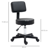HOMCOM Beautician's Swivel Salon Chair with Padded Seat and Back, 72–84cm Adjustable Height, 5 Wheels – Black