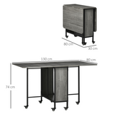 Mobile Drop Leaf Extendable Kitchen Table with Wheels – Space-Saving Dining Table, Seats up to 6