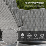 Outsunny 5-Piece Rattan Recliner Set with 2 Chairs, 2 Footstools and Glass Table – Garden Lounge, Light Grey