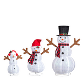 Set of 3 Lighted Snowman Family Christmas Decorations with 270 White Lights – Indoor & Outdoor Display
