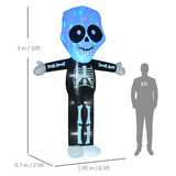 HOMCOM 3m Inflatable Halloween Skeleton Ghost with LED Lights – Indoor and Outdoor Decoration