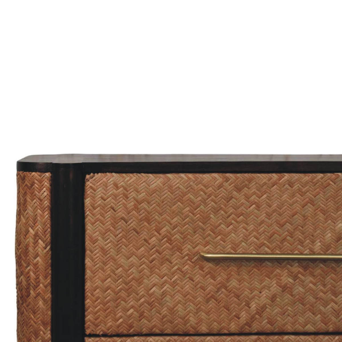 Artisan Furniture Havana Weave Solid Mango Wood 3 Drawer Chest with Rattan Fronts – Bedroom Storage, Brown