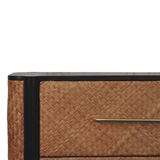Artisan Furniture Havana Weave Solid Mango Wood 3 Drawer Chest with Rattan Fronts – Bedroom Storage, Brown