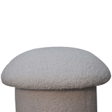 Artisan Furniture Mushroom Footstool in Solid Wood with White Boucle Upholstery – Contemporary Seat, White
