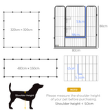 PawHut 16-Panel Heavy Duty Dog Playpen with Doors and Ground Stakes – Foldable Puppy Pen for Small and Medium Dogs, 80 cm High