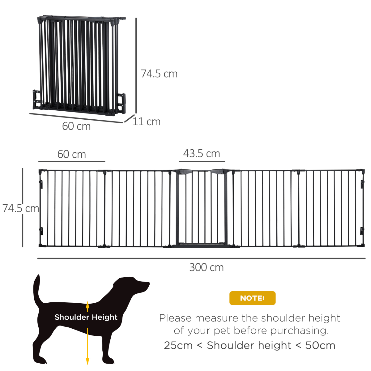 Pawhut 5-Panel Pet Gate and Dog Playpen with Walk-Through Door – Freestanding or Wall Mounted, Black