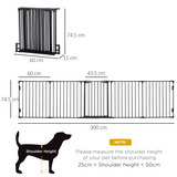 Pawhut 5-Panel Pet Gate and Dog Playpen with Walk-Through Door – Freestanding or Wall Mounted, Black
