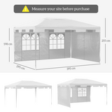 Outsunny 3 x 4m Garden Gazebo Party Tent with 2 Removable Walls – Steel Frame Marquee Canopy, White