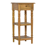 Artisan Furniture Solid Mango Wood Telephone Table, 1 Drawer & 2 Shelves – Hallway Storage, Oak-Effect Beige