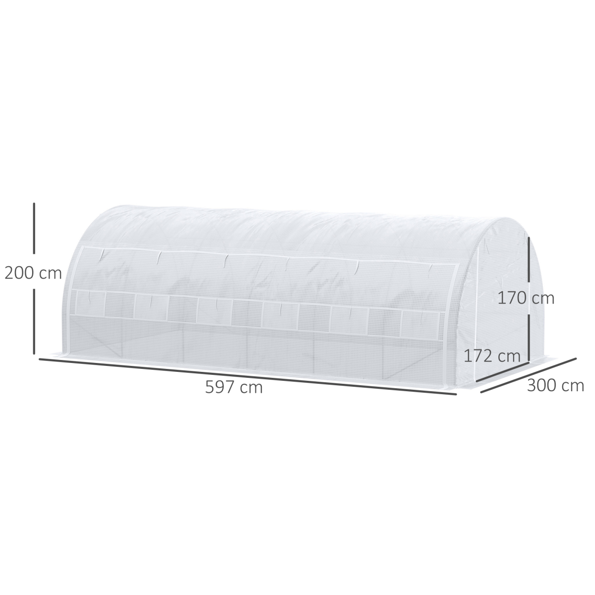 Outsunny 6 x 3 x 2m Walk-In Polytunnel Greenhouse with Galvanised Steel Frame and Roll-Up Windows