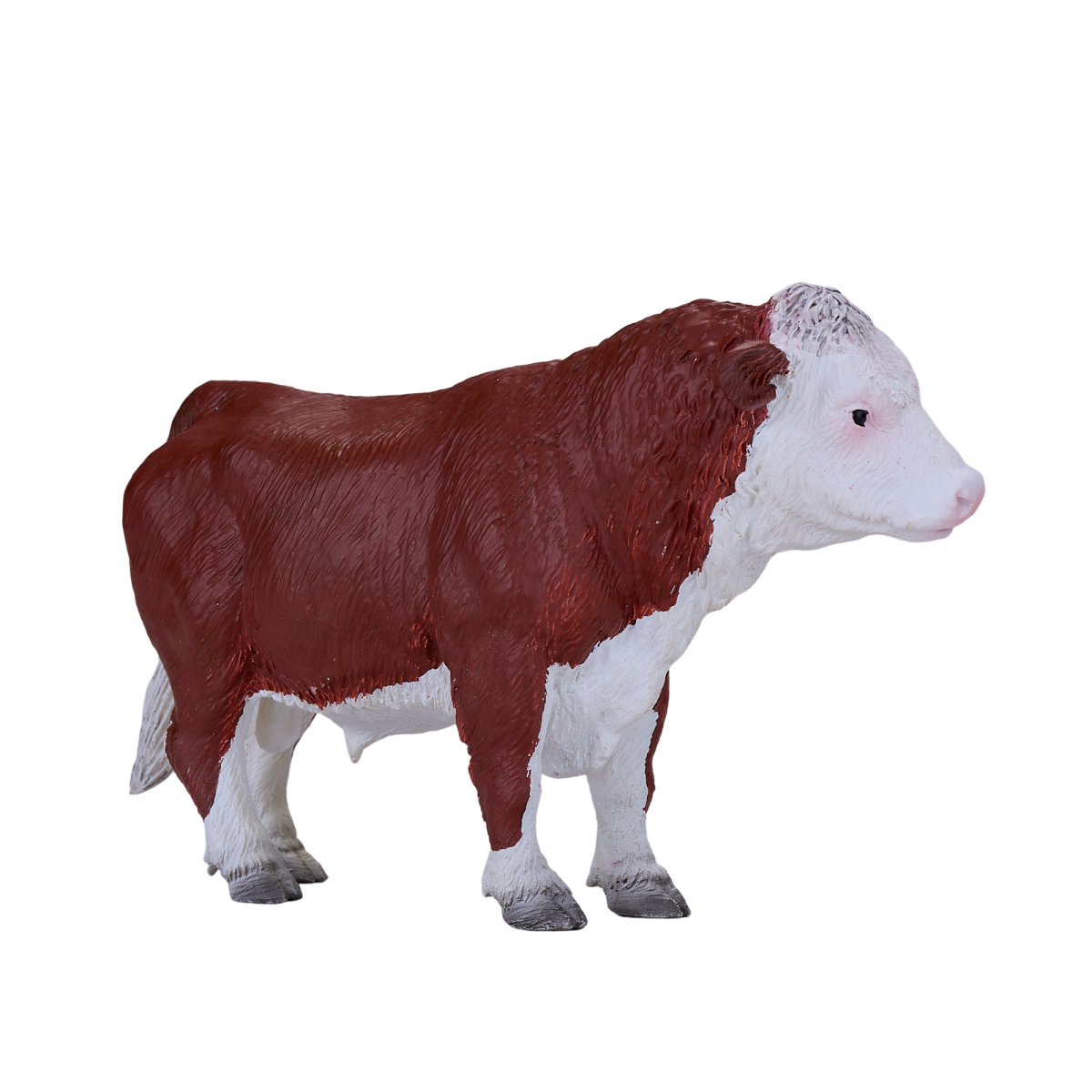 Mojo Hereford Bull Figurine, Hand-Painted Realistic Farm Animal Toy