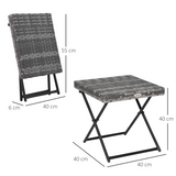 Outsunny Folding Square Rattan Coffee Table with Steel Frame – Compact Bistro Table for Balcony and Garden