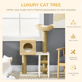 PAWHUT Cat Tree with House, Bed, Ladder and Scratching Posts – Plush Kitten Tower, 100.5cm