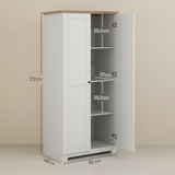 Wooden Storage Cabinet with 2 Doors & 4 Shelves – 172cm Kitchen Pantry Cupboard, White