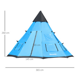 Outsunny 6-7 Person Large Tipi Family Camping Tent with Mesh Windows & Carry Bag – Festival and Party Tent