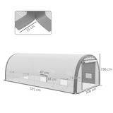 Outsunny 6 x 3m Polytunnel Greenhouse Kit with Mesh Door, Side Windows and 15 Plant Labels – Galvanised Steel, White