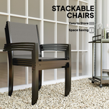 Outsunny 5-Piece Garden Dining Set with Round Table & 4 Stackable Chairs – Patio Furniture, Dark Grey