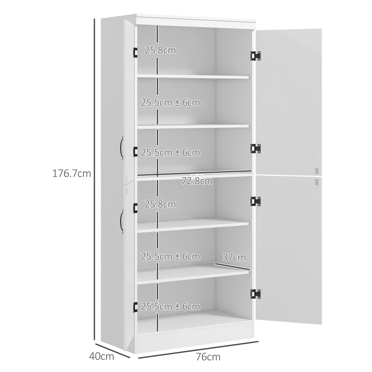 HOMCOM 4-Door Kitchen Storage Cabinet with Adjustable Shelves – White