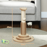 PawHut 49cm 5-in-1 Cat Scratching Post with Interactive Track Ball Turntable – Indoor Cat Tower, Oak & Cream White