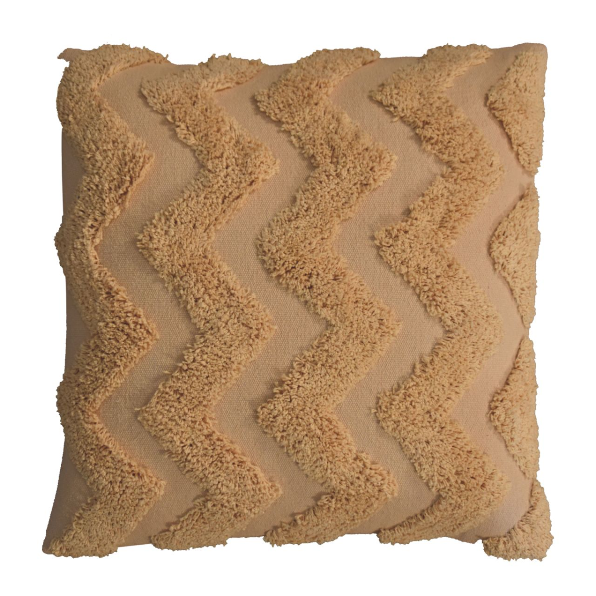 Artisan Furniture Zig-Zag Embossed Cushion Set of 2 with Zip Fastening and Hollowfibre Filling, Mustard