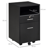 Vinsetto Mobile Lockable File Cabinet with Open Shelf & 5 Wheels – Home Office Storage, Black