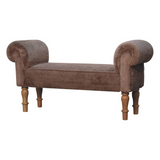 Artisan Furniture Mocha Faux Fur Upholstered Bedroom Bench – Solid Mango Wood Turned Legs, Brown