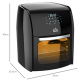 HOMCOM 12L Air Fryer Oven with 8 Presets, 1800W – Rotisserie & Dehydrator, Rapid Air Circulation, Black