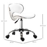 HOMCOM Rolling Salon Stool with Low Back, Saddle Seat & Height Adjustment – Beauty Technician Chair, White