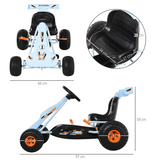Kids Pedal Go Kart with Gear Shift, Hand Brake and Adjustable Seat – Ride-On Racer, Blue