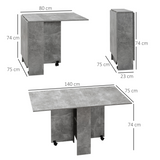 HOMCOM Rolling Drop Leaf Dining Table with Open Shelves – Folding Kitchen Table on Wheels, Seats 6