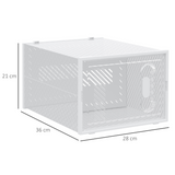HOMCOM Clear Stackable Shoe Boxes, Set of 18 – Magnetic Doors, Fits up to UK Size 12, 28 x 36 x 21cm