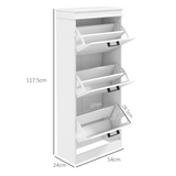 HOMCOM Slim Shoe Cabinet with 3 Flip Drawers, Holds 15 Pairs – Space-Saving Hallway Storage, White