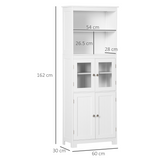 HOMCOM Kitchen Cupboard Storage Cabinet with Glass Doors & Adjustable Shelves – Pantry & Display Unit, White