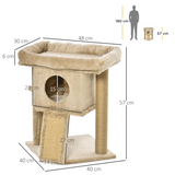 Pawhut Cat Tree Tower with Jute Scratching Pad, Toy Ball & Cat House – Multi-Level Climbing Centre, Coffee