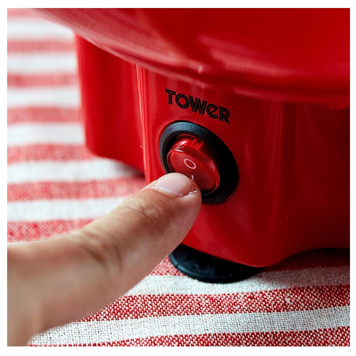 Tower Candy Floss Maker with 400W Motor, One-Button Operation & Detachable Bowl – Retro Red Party Treat Maker