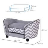 PawHut Dog Sofa Pet Couch for XS Dogs with Removable Padded Cushion – Raised Puppy Bed, Grey