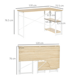 HOMCOM L-Shaped Folding Computer Desk with 2 Shelves – Oak Tone, Space-Saving Home Office