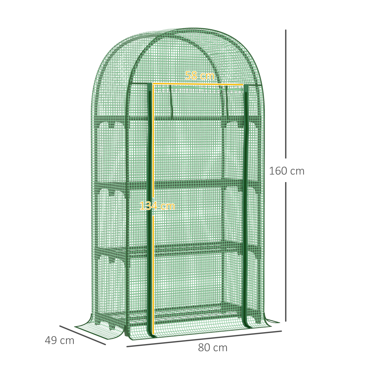 Outsunny Mini Greenhouse with Storage Shelf, UV-Resistant PE Cover & Roll-Up Door – Metal Frame, Green