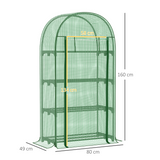 Outsunny Mini Greenhouse with Storage Shelf, UV-Resistant PE Cover & Roll-Up Door – Metal Frame, Green